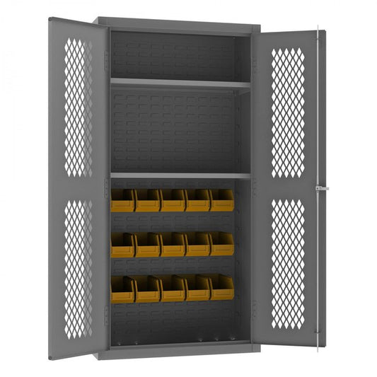 DURHAM MFG EMDC36182S15B95 Ventilated Cabinet, 2 Shelves, 15 Bins