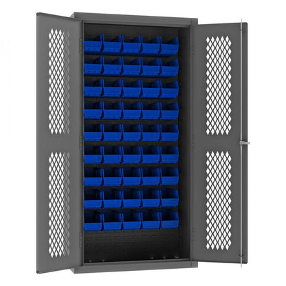 DURHAM MFG EMDC361845B5295 Ventilated Cabinet, 45 Blue Bins
