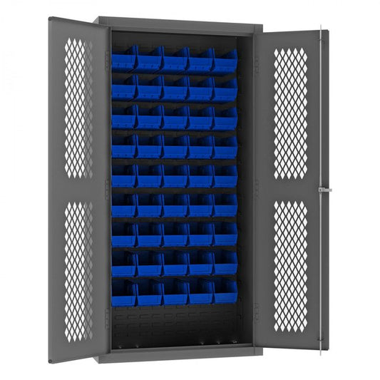 DURHAM MFG EMDC361845B5295 Ventilated Cabinet, 45 Blue Bins