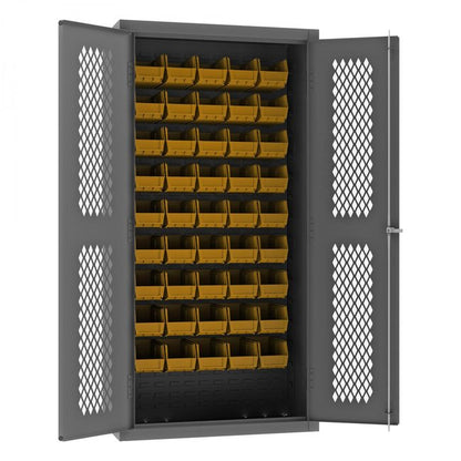 DURHAM MFG EMDC361845B95 Ventilated Cabinet, 45 Yellow Bins