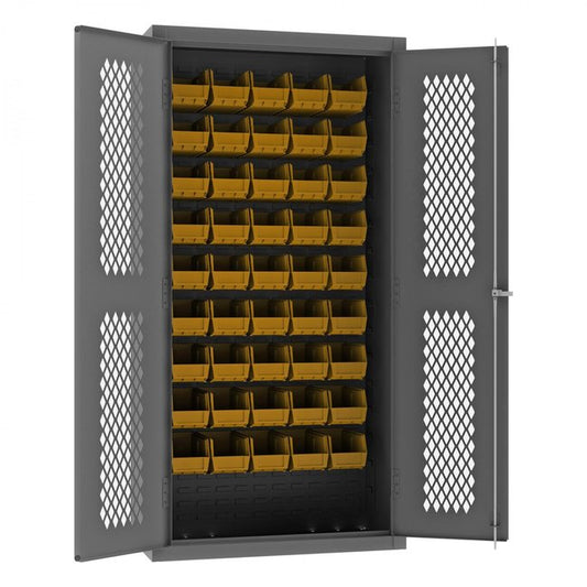 DURHAM MFG EMDC361845B95 Ventilated Cabinet, 45 Yellow Bins