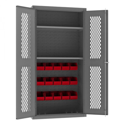 DURHAM MFG EMDC36242S15B1795 Ventilated Cabinet, 2 Shelves, 15 Bins