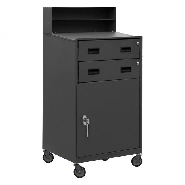 DURHAM MFG FED-2023-95 Mobile Shop Desk, 1 Shelf, 2 Drawers