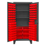 DURHAM MFG HDC36-102-3S1795 Cabinet, 3 Shelves, 102 Red Bins