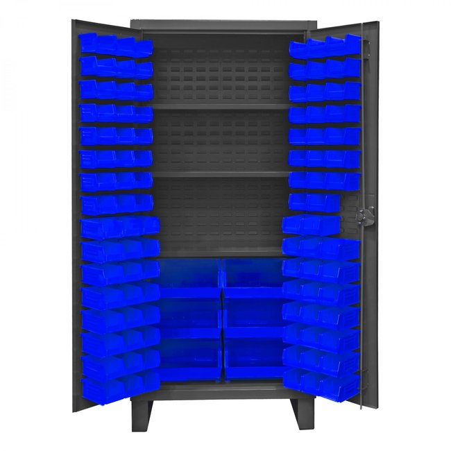 DURHAM MFG HDC36-102-3S5295 Cabinet, 3 Shelves, 102 Blue Bins