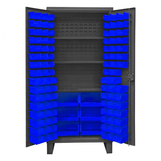DURHAM MFG HDC36-102-3S5295 Cabinet, 3 Shelves, 102 Blue Bins