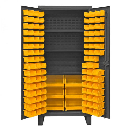 DURHAM MFG HDC36-102-3S95 Cabinet, 3 Shelves, 102 Yellow Bins