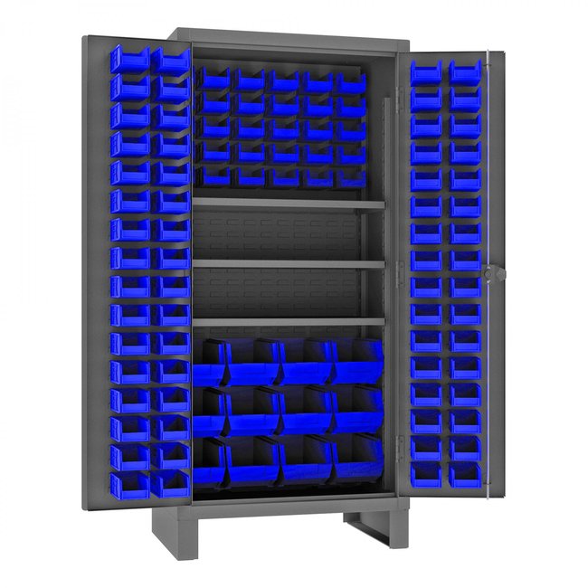 DURHAM MFG HDC36-108-3S5295 Cabinet, 3 Shelves, 108 Blue Bins