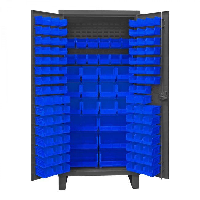 DURHAM MFG HDC36-126-5295 Cabinet, 126 Blue Bins
