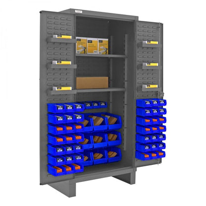 DURHAM MFG HDC36-60-2S6D5295 Cabinet, 2 Shelves, 60 Blue Bins