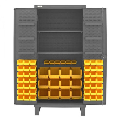 DURHAM MFG HDC36-60-2S6D95 Cabinet, 2 Shelves, 60 Yellow Bins
