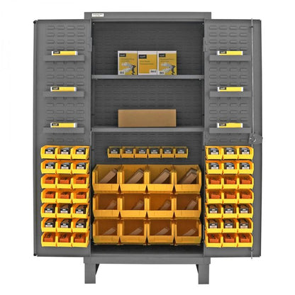 DURHAM MFG HDC36-60-2S6D95 Cabinet, 2 Shelves, 60 Yellow Bins