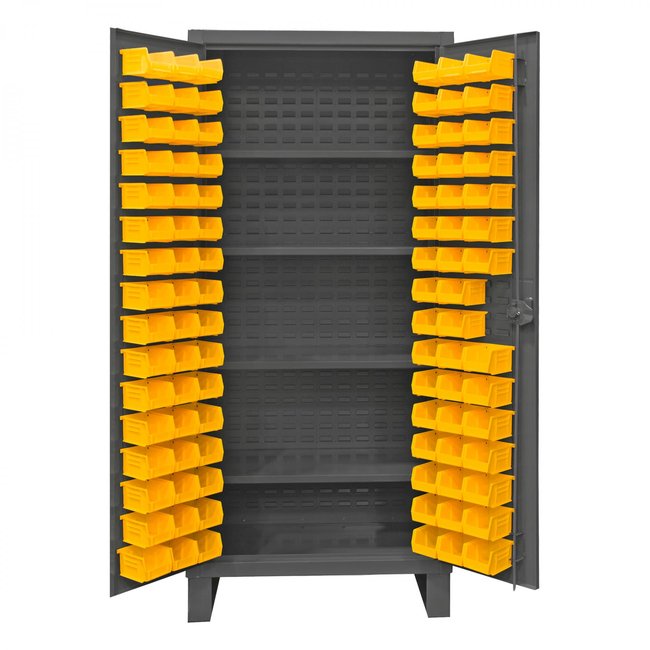 DURHAM MFG HDC36-96-4S95 Cabinet, 4 Shelves, 96 Yellow Bins