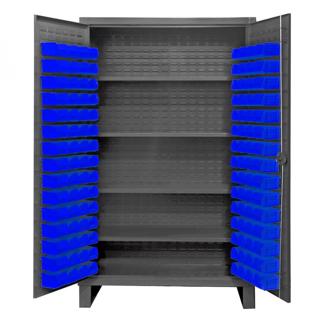 DURHAM MFG HDC48-120-4S5295 Cabinet, 4 Shelves, 120 Blue Bins