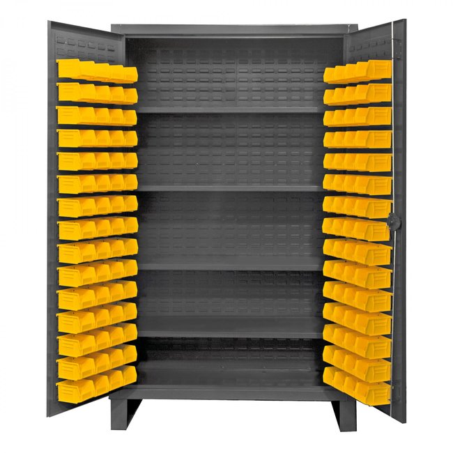 DURHAM MFG HDC48-120-4S95 Cabinet, 4 Shelves, 120 Yellow Bins