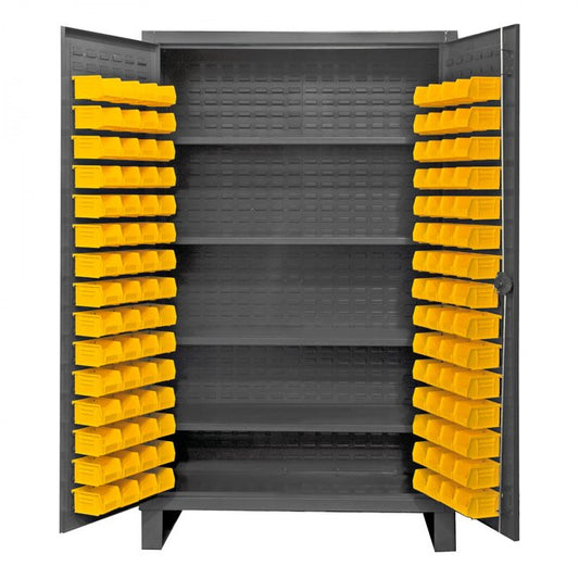 DURHAM MFG HDC48-120-4S95 Cabinet, 4 Shelves, 120 Yellow Bins