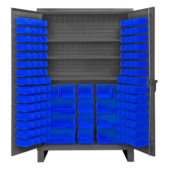 DURHAM MFG HDC48-134-3S5295 Cabinet, 3 Shelves, 134 Blue Bins