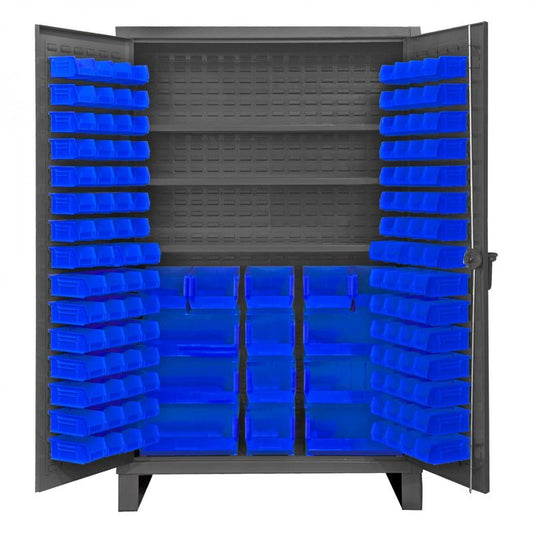 DURHAM MFG HDC48-134-3S5295 Cabinet, 3 Shelves, 134 Blue Bins