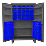 DURHAM MFG HDC48-84-2S6D5295 Cabinet, 2 Shelves, 84 Blue Bins