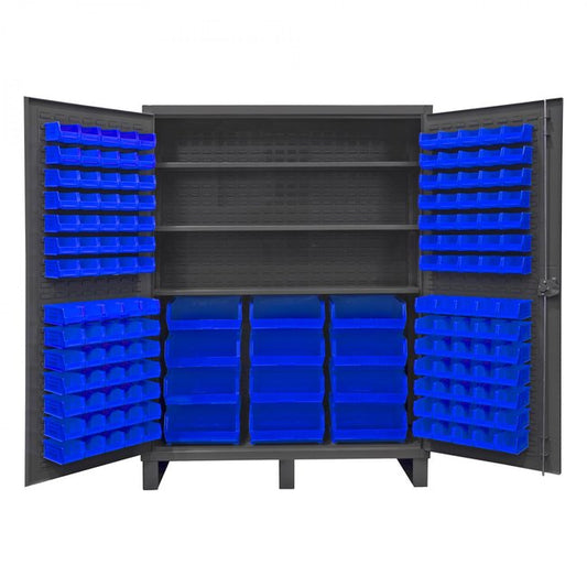 DURHAM MFG HDC60-156-3S5295 Cabinet, 3 Shelves, 156 Blue Bins