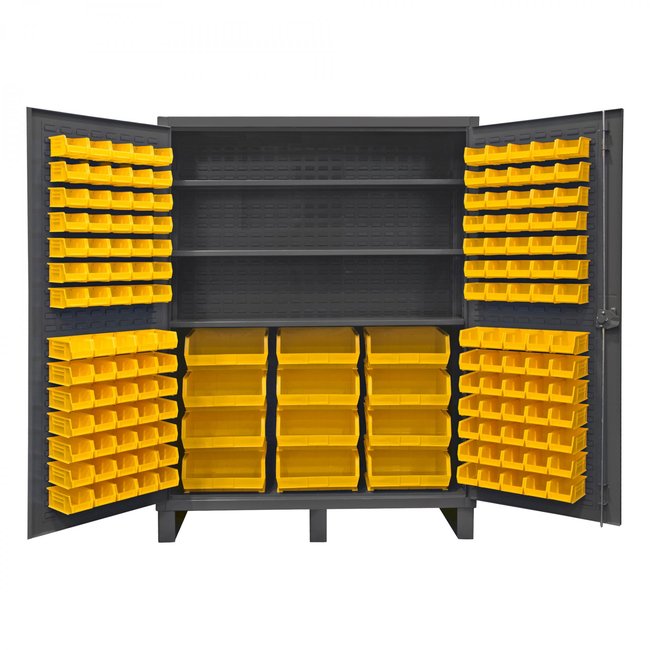 DURHAM MFG HDC60-156-3S95 Cabinet, 3 Shelves, 156 Yellow Bins