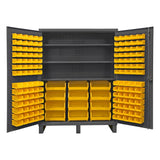 DURHAM MFG HDC60-156-3S95 Cabinet, 3 Shelves, 156 Yellow Bins