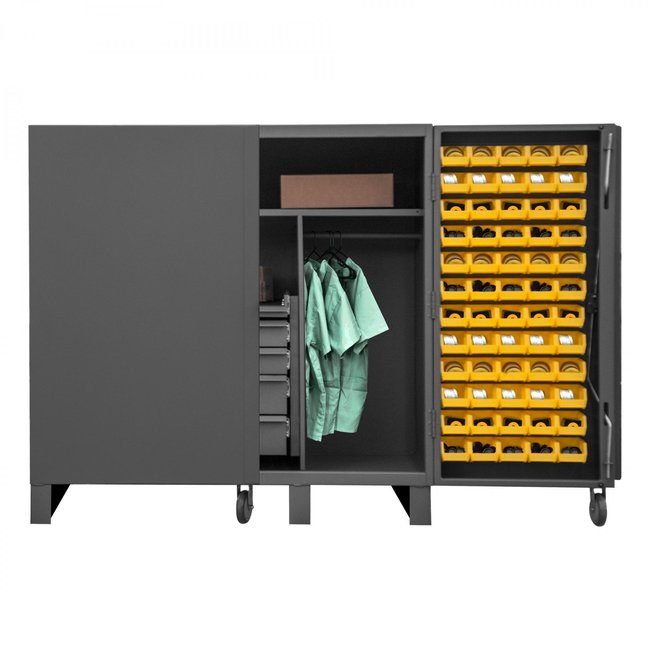 DURHAM MFG HDC60-72DC18TB5B95 Drawer Cabinet, 2 Shelves, 60 Bins