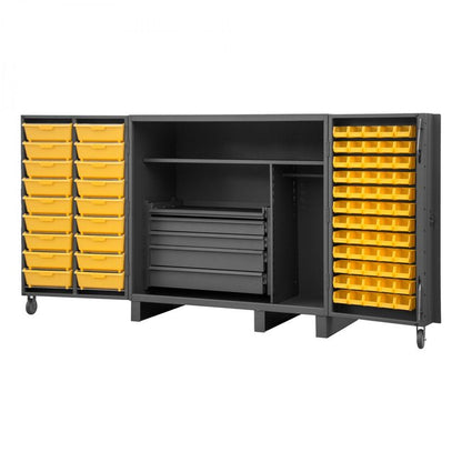 DURHAM MFG HDC60-72DC18TB5B95 Drawer Cabinet, 2 Shelves, 60 Bins