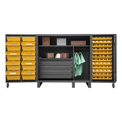 DURHAM MFG HDC60-72DC18TB5B95 Drawer Cabinet, 2 Shelves, 60 Bins