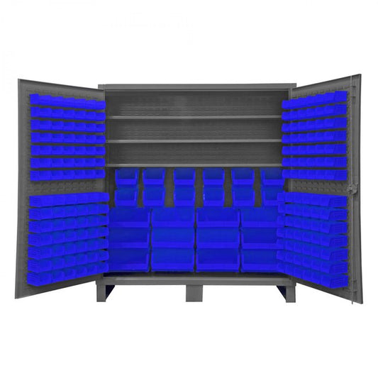 DURHAM MFG HDC72-192-3S5295 Cabinet, 3 Shelves, 192 Blue Bins