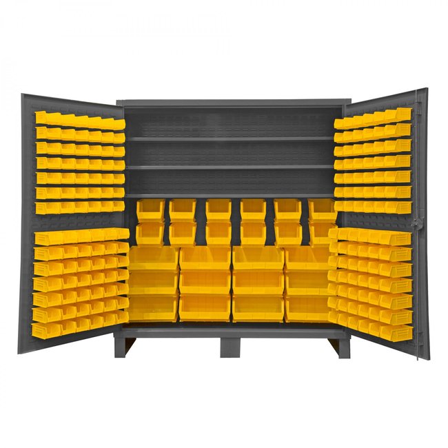 DURHAM MFG HDC72-192-3S95 Cabinet, 3 Shelves, 192 Yellow Bins