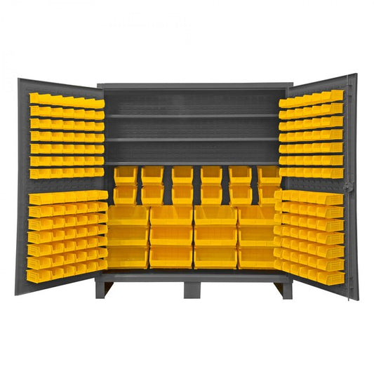 DURHAM MFG HDC72-192-3S95 Cabinet, 3 Shelves, 192 Yellow Bins