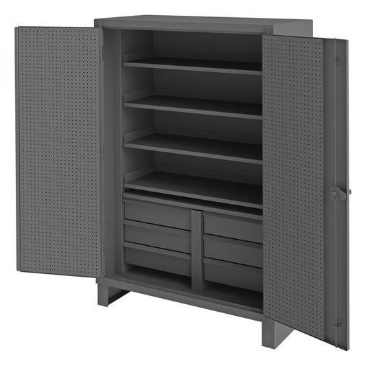 DURHAM MFG HDCDP244878-4SS6B95 Pegboard Cabinet, 4 Shelves, 6 Drawers