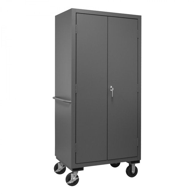 DURHAM MFG HDCM36-12-2S1795 Mobile Cabinet, 2 Shelves, 12 Red Bins