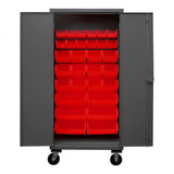 DURHAM MFG HDCM36-30-1795 Mobile Cabinet, 30 Red Bins