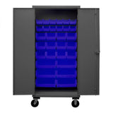 DURHAM MFG HDCM36-30-5295 Mobile Cabinet, 30 Blue Bins