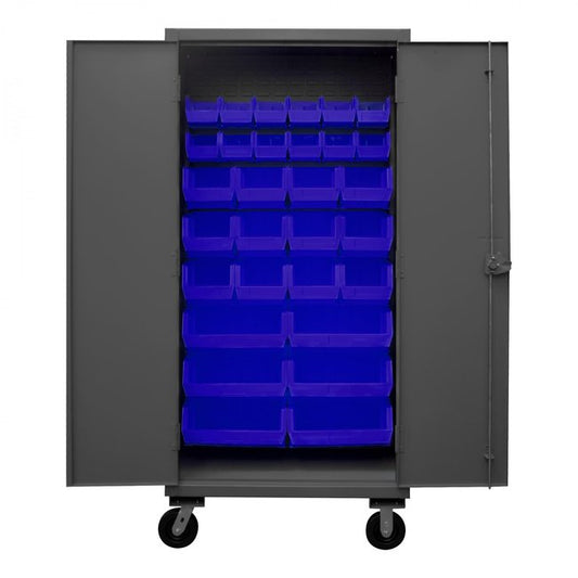 DURHAM MFG HDCM36-30-5295 Mobile Cabinet, 30 Blue Bins