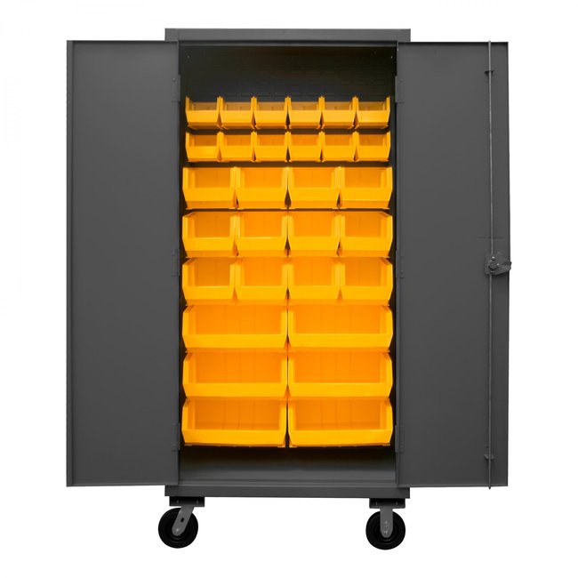 DURHAM MFG HDCM36-30-95 Mobile Cabinet, 30 Yellow Bins