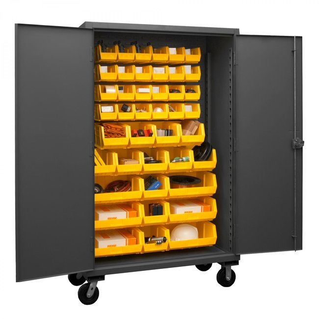 DURHAM MFG HDCM48-42-95 Mobile Cabinet, 42 Yellow Bins