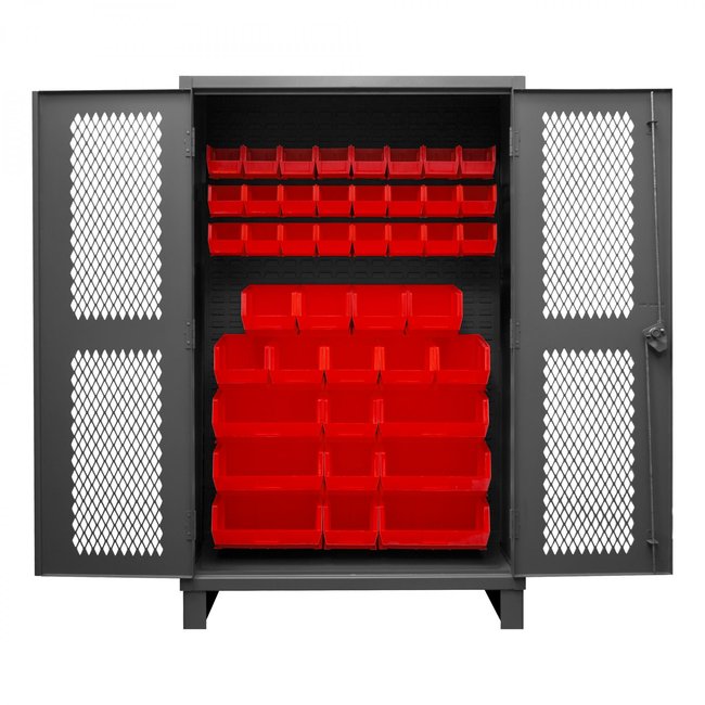 DURHAM MFG HDCV48-42B-1795 Ventilated Cabinet, 42 Red Bins