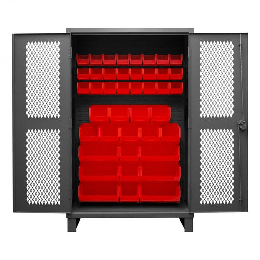 DURHAM MFG HDCV48-42B-1795 Ventilated Cabinet, 42 Red Bins