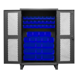 DURHAM MFG HDCV48-42B-5295 Ventilated Cabinet, 42 Blue Bins