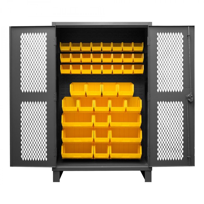 DURHAM MFG HDCV48-42B-95 Ventilated Cabinet, 42 Yellow Bins
