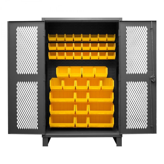 DURHAM MFG HDCV48-42B-95 Ventilated Cabinet, 42 Yellow Bins