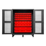 DURHAM MFG HDCV60-54B-1795 Ventilated Cabinet, 54 Red Bins