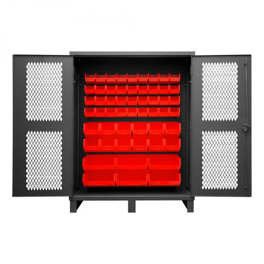 DURHAM MFG HDCV60-54B-1795 Ventilated Cabinet, 54 Red Bins
