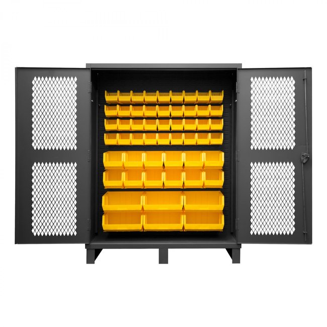 DURHAM MFG HDCV60-54B-95 Ventilated Cabinet, 54 Yellow Bins