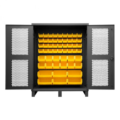 DURHAM MFG HDCV60-54B-95 Ventilated Cabinet, 54 Yellow Bins