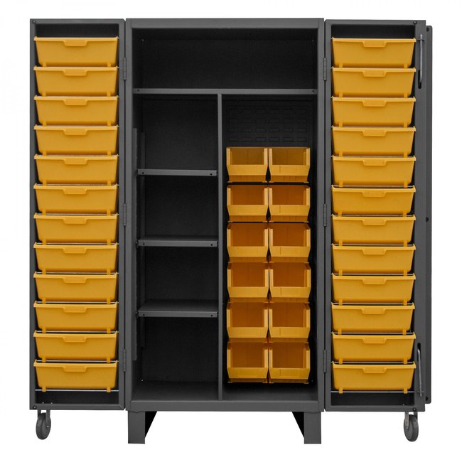 DURHAM MFG HDJ36-12DC24TB4S95 Cabinet, 4 Shelves, 12 Yellow Bins