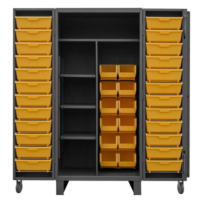 DURHAM MFG HDJ36-12DC24TB4S95 Cabinet, 4 Shelves, 12 Yellow Bins